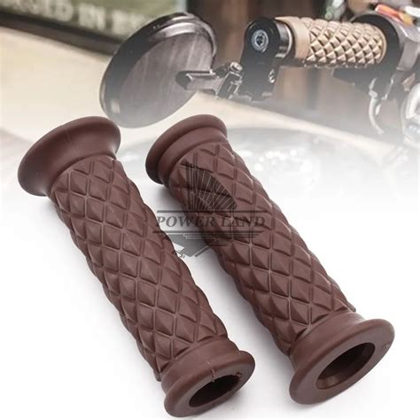 Brown Retro Vintage Hand Grip Handlebar For Honda Suzuki Kawasaki