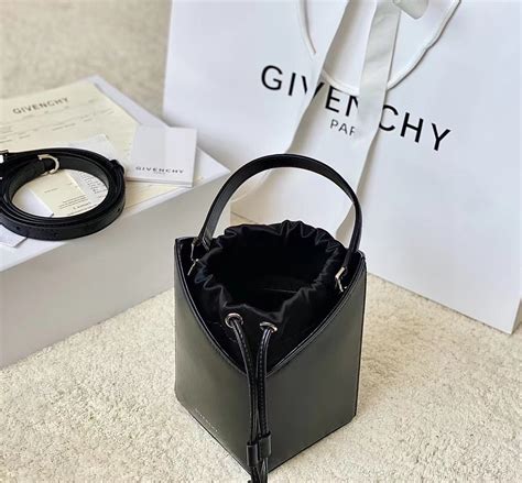 Givenchy Mini Cut Out Bucket Bag Black White For Women 6 3in 16cm