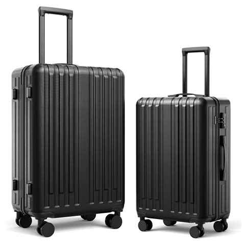 2 Piece Luggage Set With Wheels 20 Inch Carry On Luggage 24 Checked Luggageblack