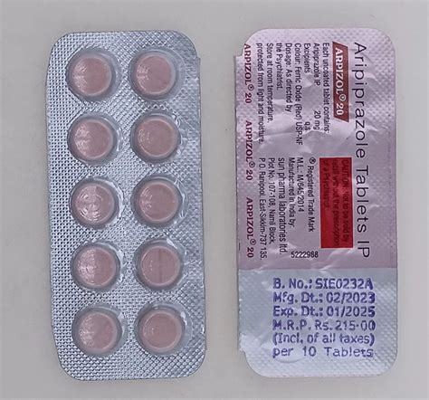 Arpizol 20mg 100 Tab Aripiprazole At Rs 190stripe Ariday In Nagpur