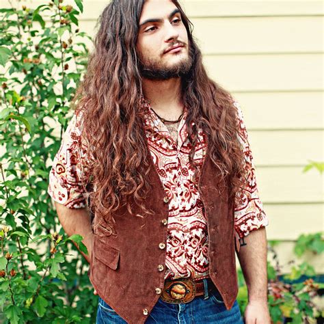 1970s Hippie Fashion Mens Vest Button Up Hippie Rocker By