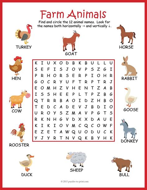 Animal Word Puzzle