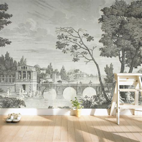 Custom European Retro Mural Wallpaper Nostalgic Medieval Pastoral Bridge Living Room Bedroom