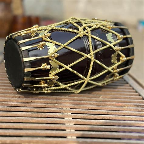 Black Sheesham Wood Professional Dholak Indian Music Store