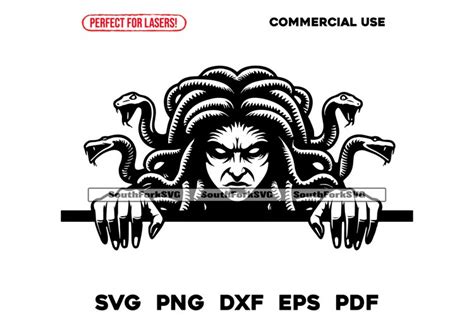 Medusa Gorgon Peeking Design Files SVG PNG DXF EPS PDF