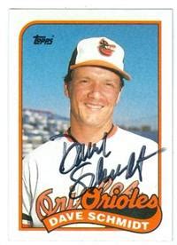 Dave Schmidt Autographed Baseball Card Baltimore Orioles Topps