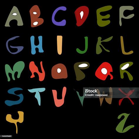 Vector Set Cute Colorful English Letters A To Z Character Symbol