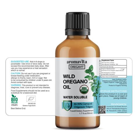 Aromavita Oregavit Wild Oregano Oil Water Soluble Natural Vegan