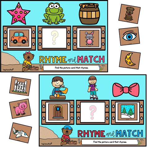 Syllables And Rhyme Task Cards Rhyme And Match Top Teacher