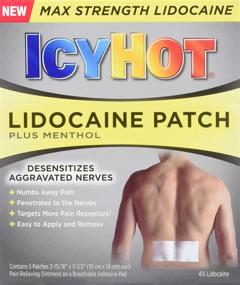 Icy Hot With 4 Lidocaine Patch Plus Menthol 5ct