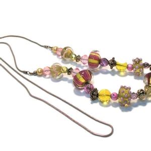 Vintage Murano Beads Hand Blown Beads Pink Yellow Gold Long - Etsy