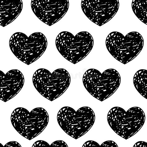 Vector Seamless Pattern With Black Hearts Vector Seamless Pattern For