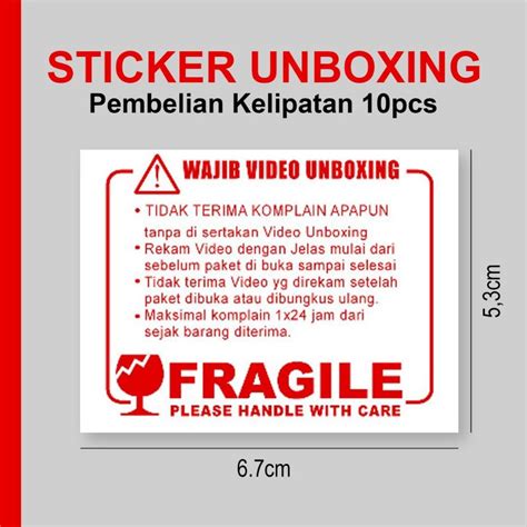 Jual Label Sticker Video UNBOXING Stiker FRAGILE Pecah Belah BACA