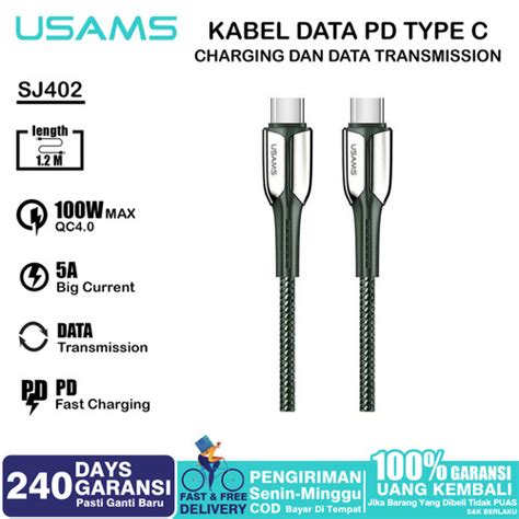 Jual USAMS SJ402 Kabel Data USB Type C To Type C FAST Charging 100W 5A