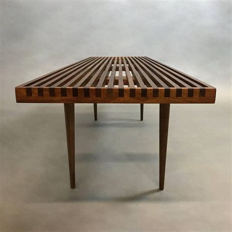 Mid Century Modern Slat Walnut Coffee Table Bench By Mel Smilow At 1stdibs