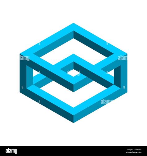 Blue Impossible Rectangle Esher Penrose Geometric Object D Isometric