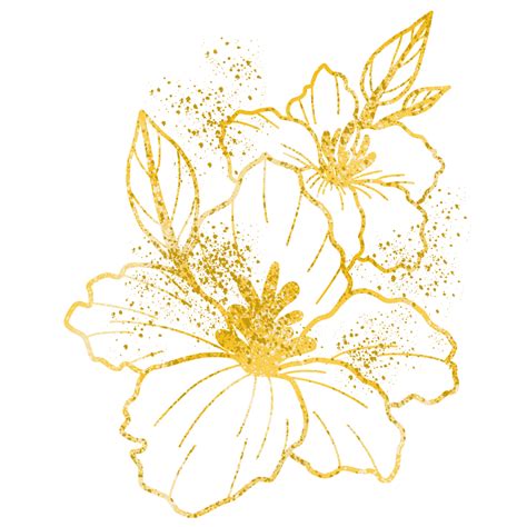 Luxury Line Gold Leaf And Flower Luxury Line Gold Leaf Line Clipart