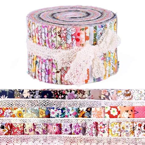 Roll Up Cotton Fabric Strips Jelly Rolls Quilting Craft Fabric Option1 ...