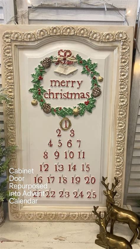 Cabinet Door Repurposed Into Advent Calendar Using IOD Moulds Dixie