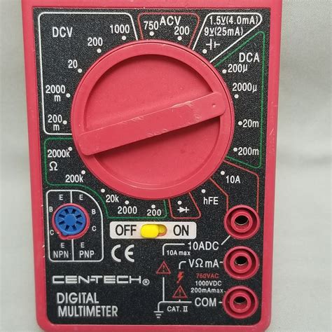 CEN TECH 7 Function Digital Multimeter Volt Ohm Meter Transistor