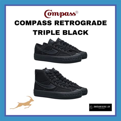 Jual ORIGINAL SEPATU COMPASS RETROGRADE TRIPLE BLACK Shopee Indonesia