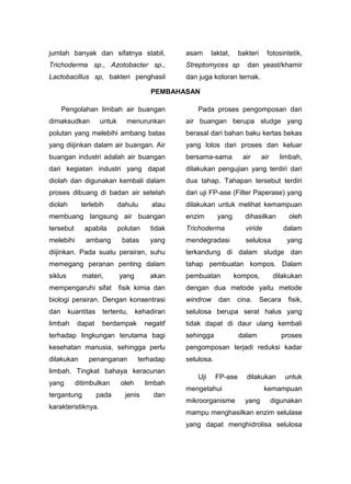 REVIEW JURNAL PEMANFAATAN SLUDGE LIMBAH KERTAS UNTUK PEMBUATAN KOMPOS