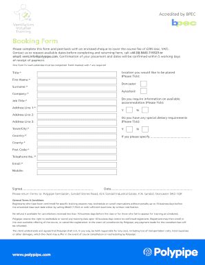 Fillable Online Installer Training Course Booking Form Polypipe Fax