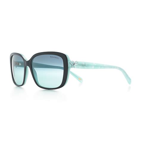 Tiffany Twist Square Bow Sunglasses In Black And Tiffany Blue Acetate Tiffany And Co