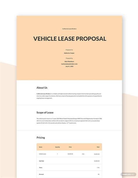 Vehicle Maintenance Proposal Template Google Docs Word Apple Pages