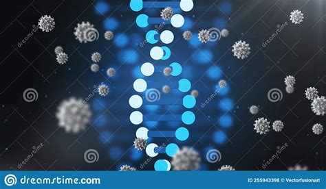 Image Of Virus Cells Over Dna Strands Stock Illustration Illustration