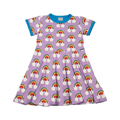 Maxomorra Short Sleeved Circle Dress In Tales Rainbow Gwisk Lowen