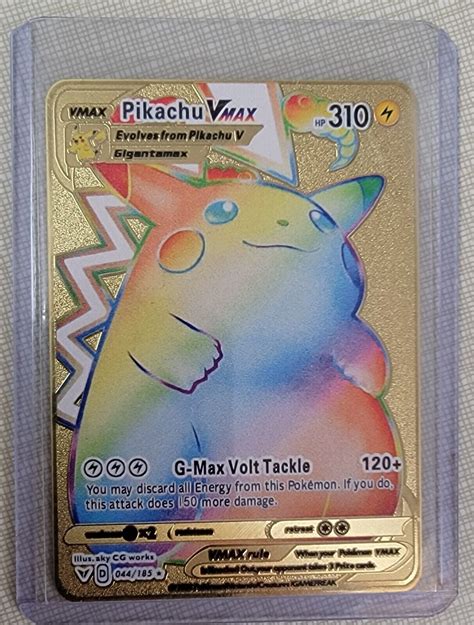 Mavin Pikachu Gold Rainbow Vmax Gold Foil Pok Mon Card Rare Holofoil