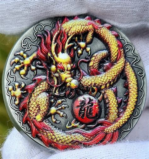 Srebrna Moneta Mythical Creatures Dragon Oz Color Czarnk W Kup