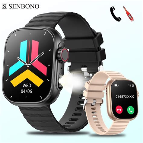 SENBONO Smart Watch Men Women LED Flashlight 100 Sport Modes Fitness