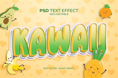 Premium PSD | Kawaii Cute Text Effect