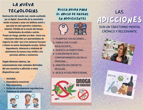 Triptico De Adicciones PLANIFICA TUS ACCIONES HABLA CON TU HIJO