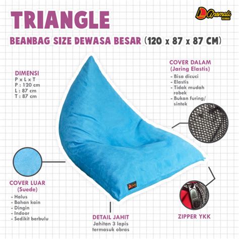 Jual ANOMALI BEANBAG TRIANGLE BEAN BAG DEWASA BESAR BAHAN SUEDE