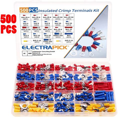 Jerbor 500PCS Insulated Electrical Wire Connectors Kit, Fork Flat ...