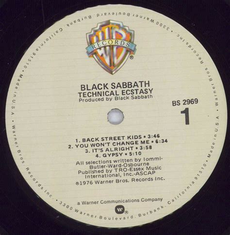 Black Sabbath Technical Ecstasy Shrink Us Vinyl Lp —