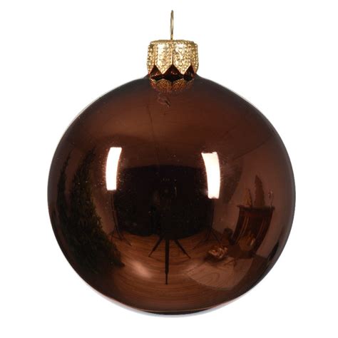 Lot de 4 boules de Noël en verre D100 mm Arctique brillantes Brun