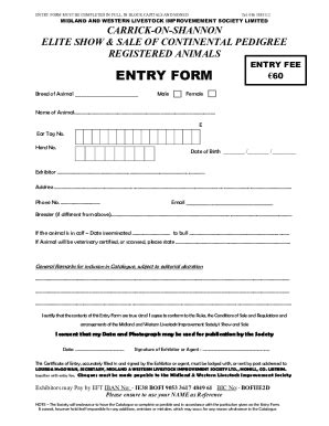 Fillable Online Fillable Online ENTRY FORM MUST BE COMPLETED IN Fax