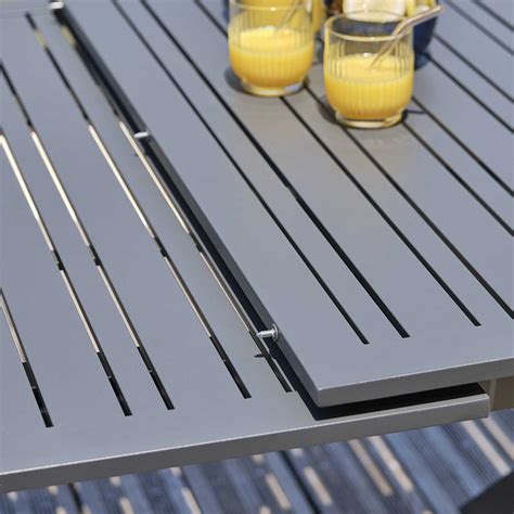 Table De Jardin En Aluminium Avec Rallonge Automatique Floride Gris