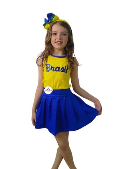 Conjunto Do Brasil Menina Infantil Fantasia Brasil Tam 1 2