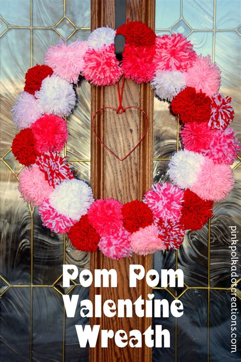 Pom Pom Valentine Wreath Pink Polka Dot Creations