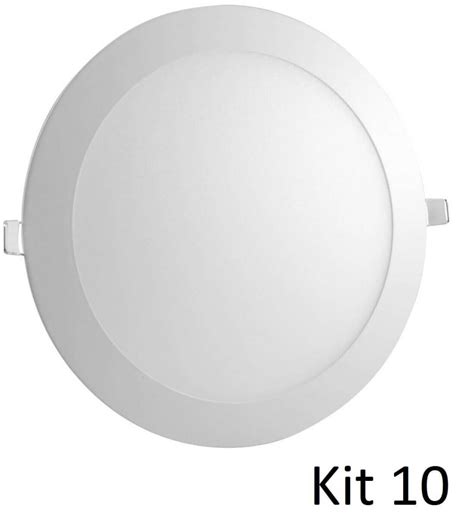 Kit Painel Plafon Led Embutir W Redondo Cm Branco Frio