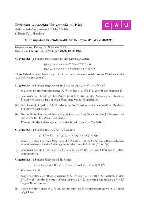 Blatt 2 230205 174156 Übungsaufgaben zu Mathe 3 Christian Albrechts