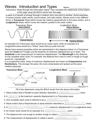 Waves Introduction Worksheet Interactive Worksheet Edform Worksheets Library