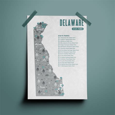 Delaware State Park Map Checklist - Etsy