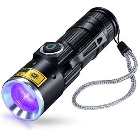 DARKDAWN UV 365nm Light Flashlight USB Rechargeable Ultraviolet LED