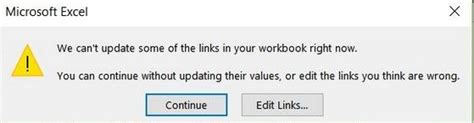 Can't Update Some of The Links in Workbook Right Now! How to solve it?